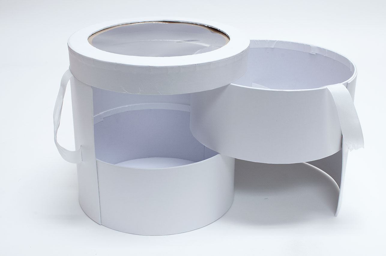 Download W9591 White Round Flower Box with Window Lid (Two-Layers ...